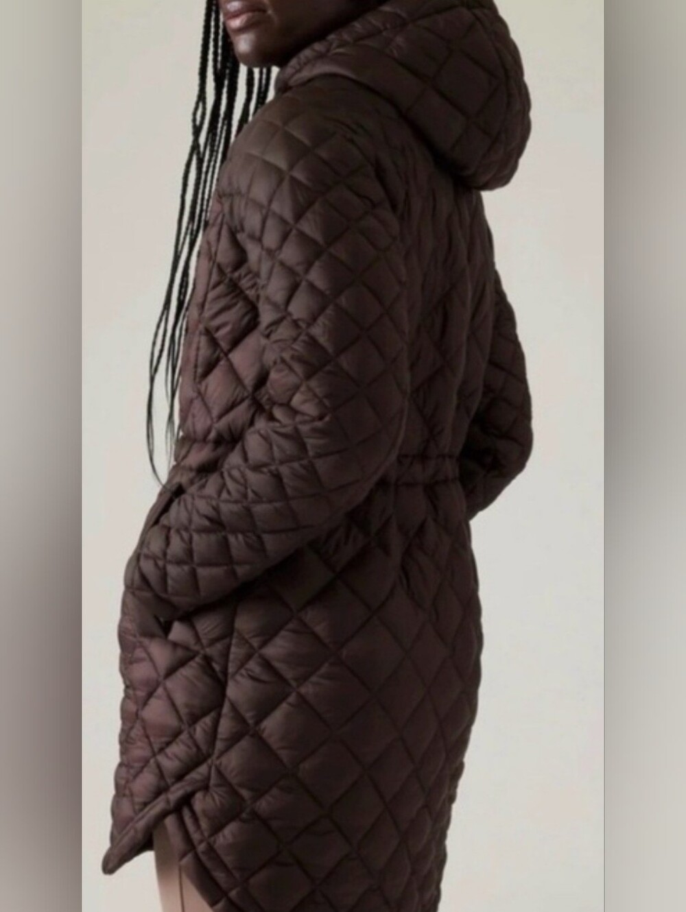 Athleta Quilted Hooded Puffer Jacket - Chocolate Brown - Picture 3 of 11